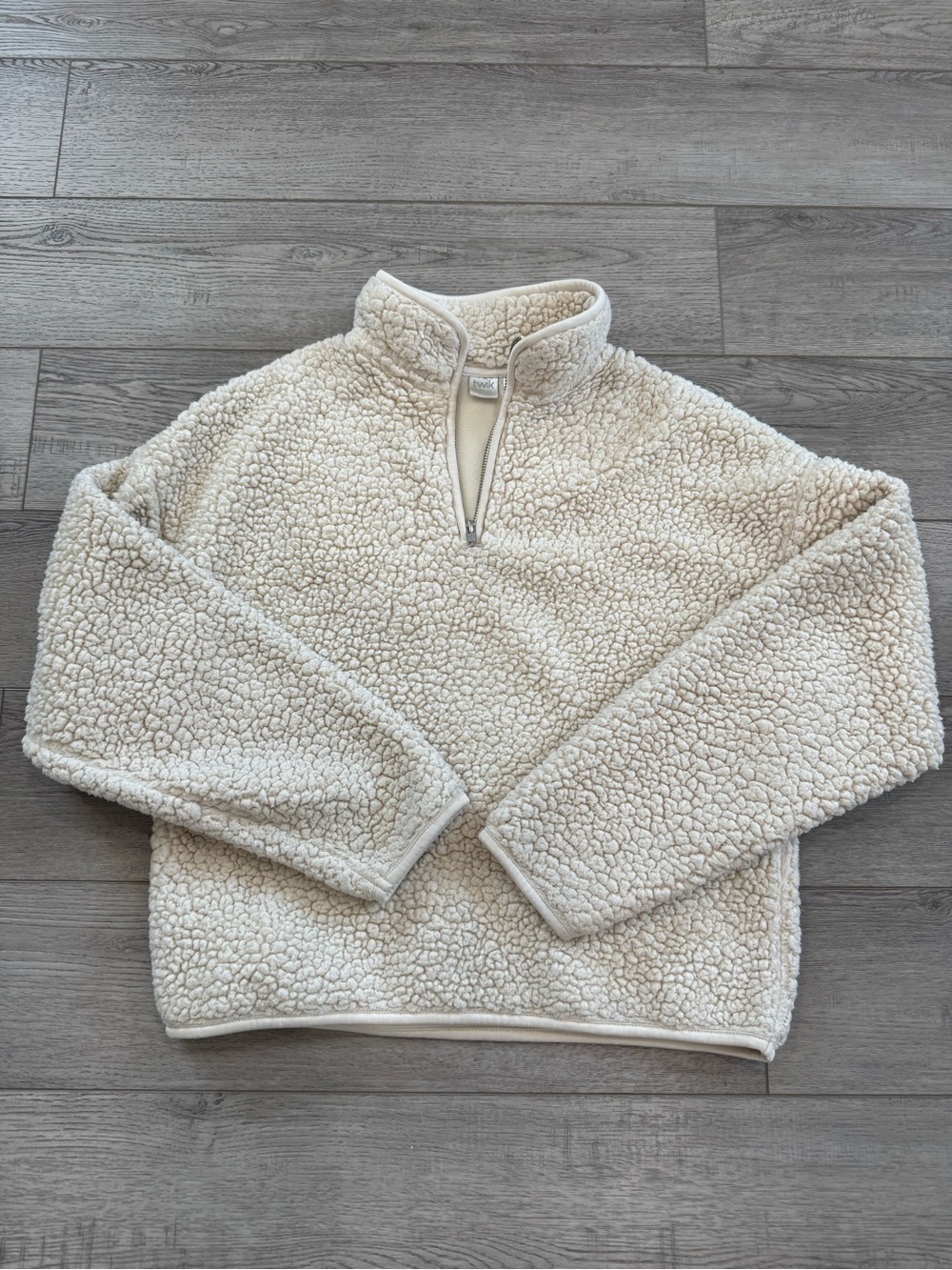 Twik by Simons Cream Sherpa Quarter-Zip Pullover Sweater